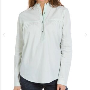 Ably Sunflower blue gingham long sleeve popover work shirt ladies size‎ M